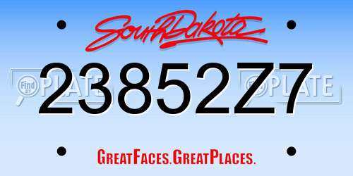 23852Z7 South Dakota License Plate
