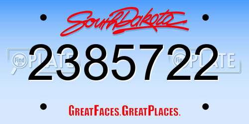 2385722 South Dakota License Plate