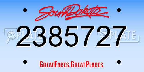 2385727 South Dakota License Plate