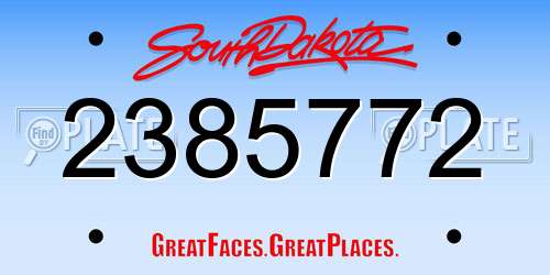 2385772 South Dakota License Plate