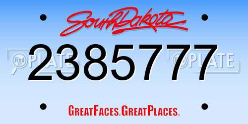 2385777 South Dakota License Plate