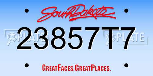 23857T7 South Dakota License Plate