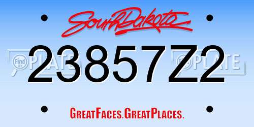 23857Z2 South Dakota License Plate
