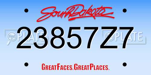 23857Z7 South Dakota License Plate