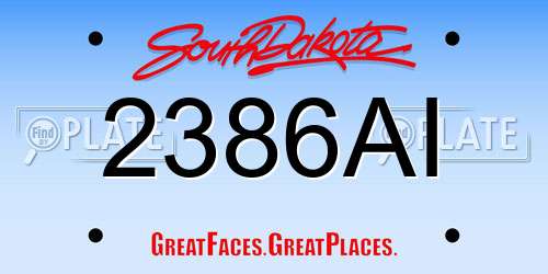 2386AI South Dakota License Plate