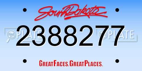 2388277 South Dakota License Plate