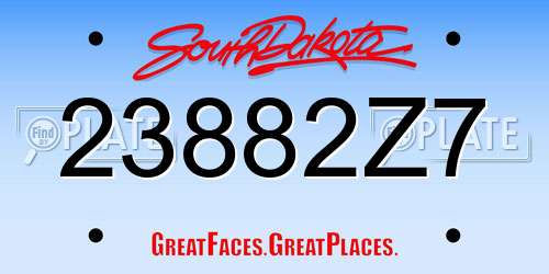 23882Z7 South Dakota License Plate