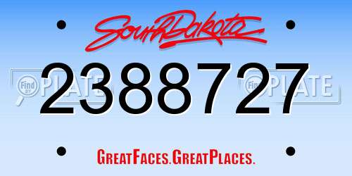 2388727 South Dakota License Plate