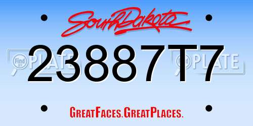 23887T7 South Dakota License Plate