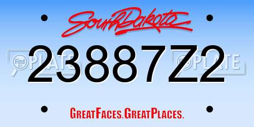 23887Z2 South Dakota License Plate