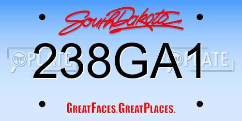 238GA1 South Dakota License Plate