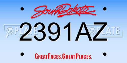 2391AZ South Dakota License Plate