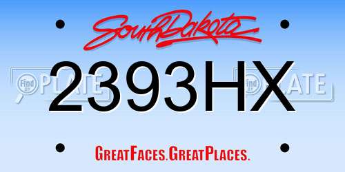 2393HX South Dakota License Plate