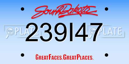 239I47 South Dakota License Plate
