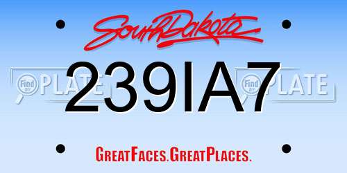 239IA7 South Dakota License Plate