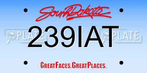 239IAT South Dakota License Plate