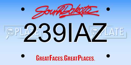 239IAZ South Dakota License Plate