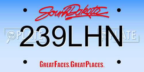 239LHN South Dakota License Plate