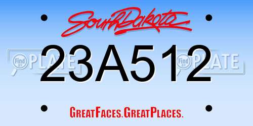 23A512 South Dakota License Plate