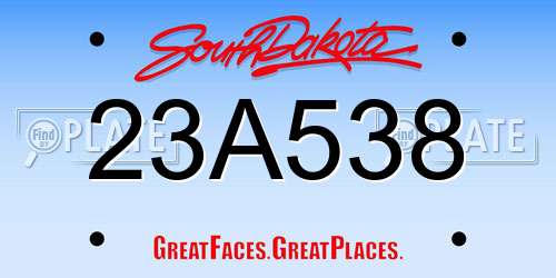 23A538 South Dakota License Plate
