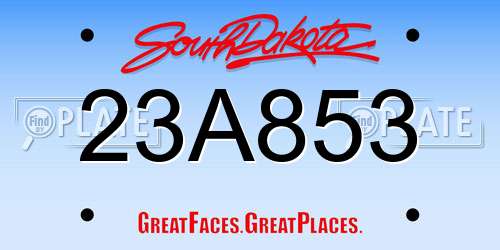 23A853 South Dakota License Plate