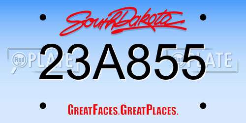 23A855 South Dakota License Plate