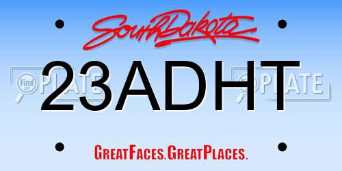 23ADHT South Dakota License Plate