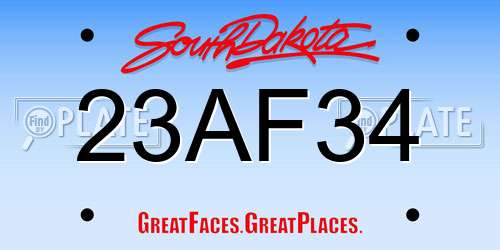 23AF34 South Dakota License Plate