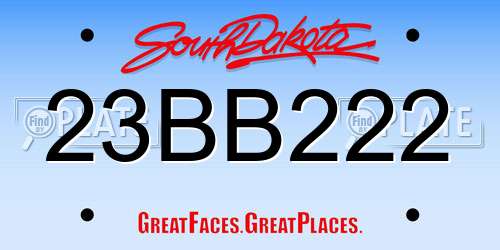 23BB222 South Dakota License Plate