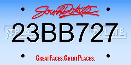 23BB727 South Dakota License Plate