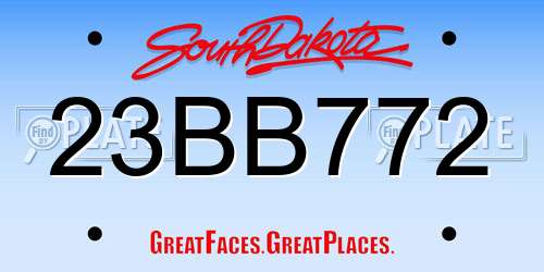23BB772 South Dakota License Plate