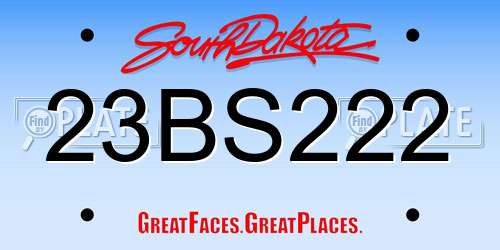 23BS222 South Dakota License Plate