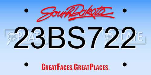 23BS722 South Dakota License Plate