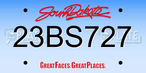 23BS727 South Dakota License Plate