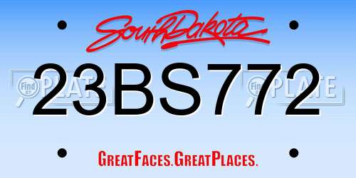 23BS772 South Dakota License Plate