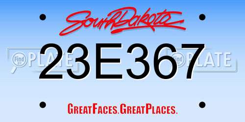 23E367 South Dakota License Plate