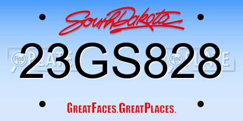 23GS828 South Dakota License Plate