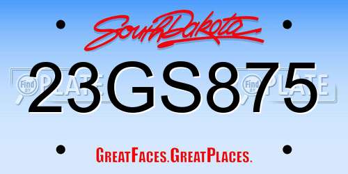23GS875 South Dakota License Plate