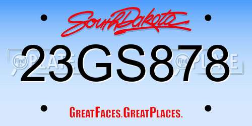 23GS878 South Dakota License Plate