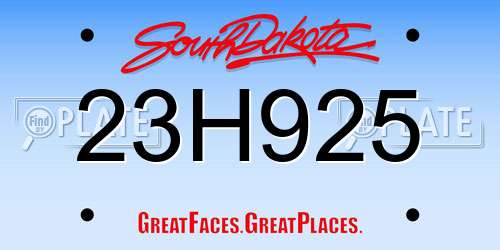 23H925 South Dakota License Plate