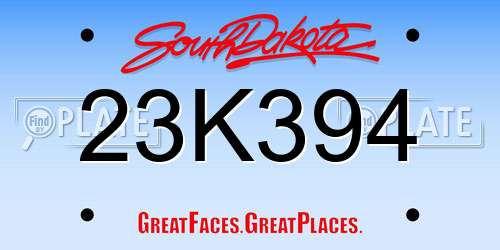 23K394 South Dakota License Plate