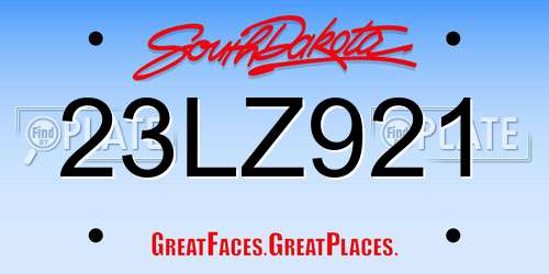 23LZ921 South Dakota License Plate