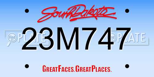 23M747 South Dakota License Plate