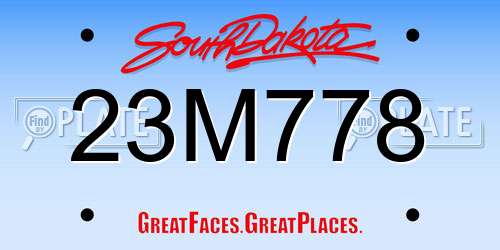 23M778 South Dakota License Plate