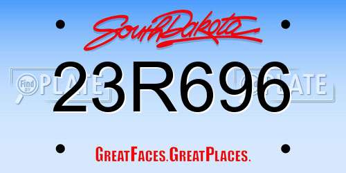 23R696 South Dakota License Plate