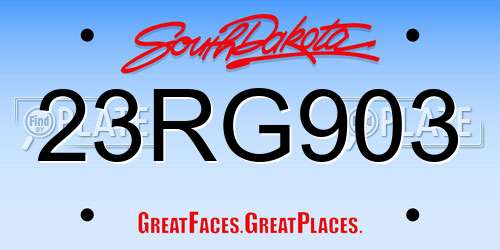 23RG903 South Dakota License Plate