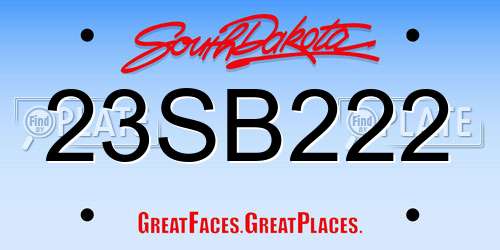 23SB222 South Dakota License Plate