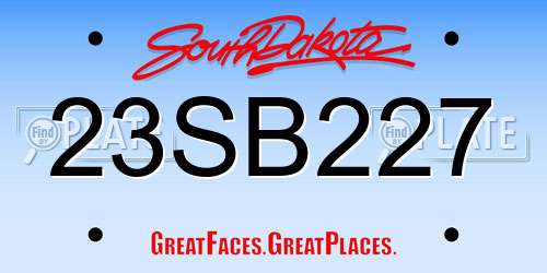 23SB227 South Dakota License Plate