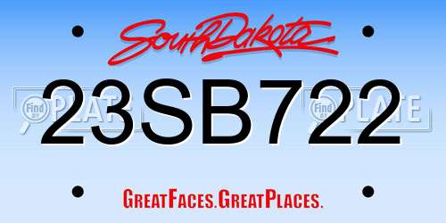 23SB722 South Dakota License Plate