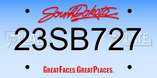 23SB727 South Dakota License Plate
